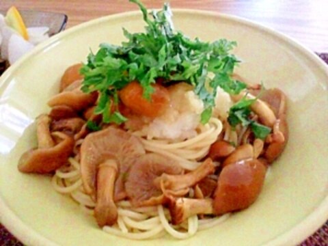 なめこと大根おろしの冷製和風パスタ